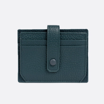 Genuine cowhide leather card holder with buckle