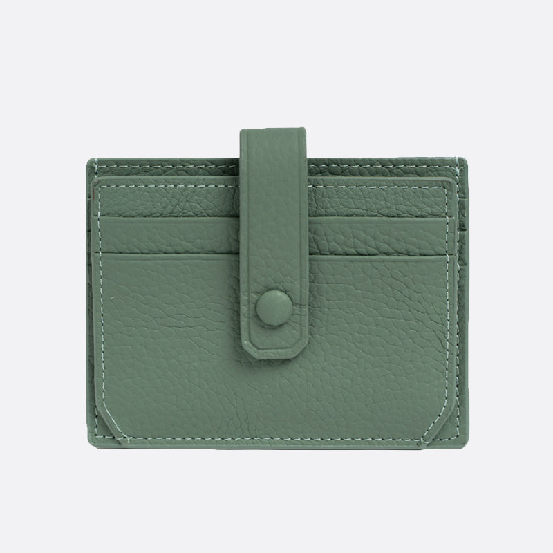 Genuine cowhide leather card holder with buckle
