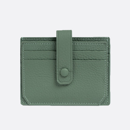 Genuine cowhide leather card holder with buckle
