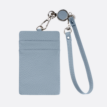 Genuine cowhide leather lanyard with card slots and straps