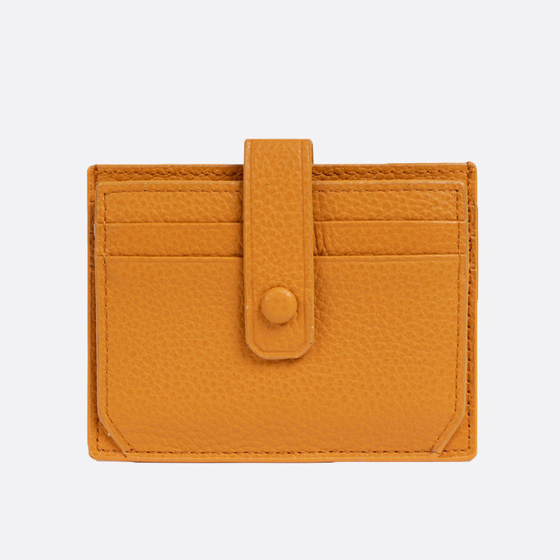 Genuine cowhide leather card holder with buckle