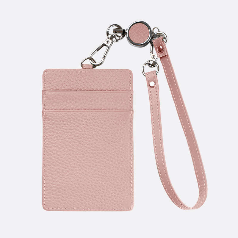 Genuine cowhide leather lanyard with card slots and straps