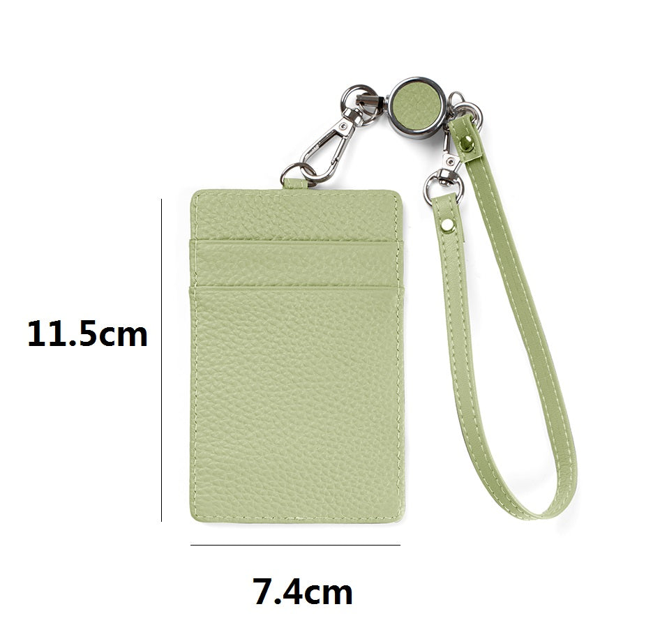 Genuine cowhide leather lanyard with card slots and straps