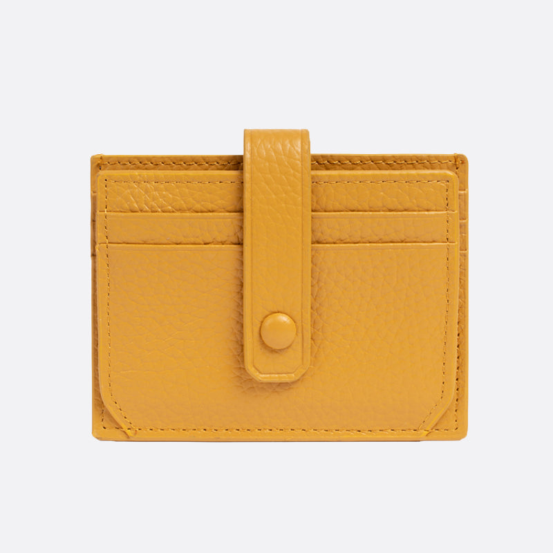 Genuine cowhide leather card holder with buckle