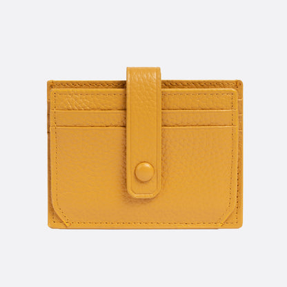 Genuine cowhide leather card holder with buckle