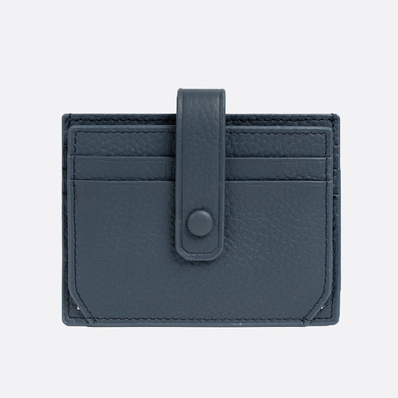 Genuine cowhide leather card holder with buckle