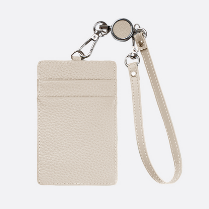 Genuine cowhide leather lanyard with card slots and straps
