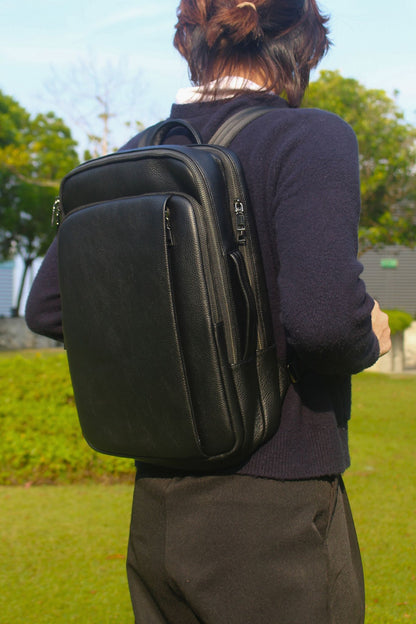 2 in 1 genuine cowhide leather backpack