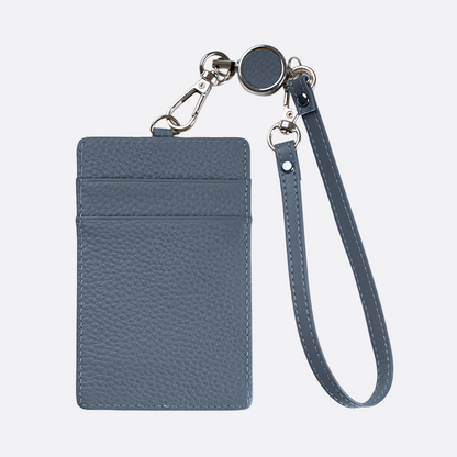 Genuine cowhide leather lanyard with card slots and straps
