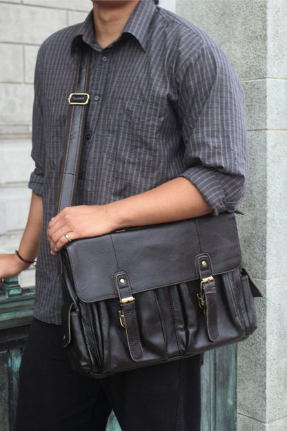 Torba design genuine cowhide leather satchel briefcase with sling