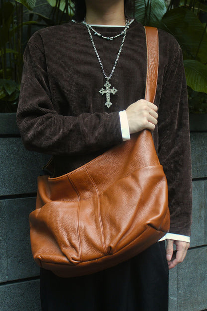 Poches design genuine cowhide leather bag with sling