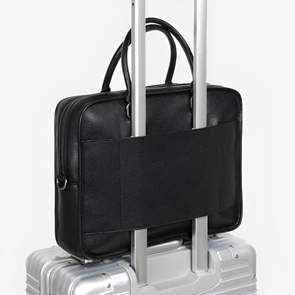 Zip design genuine cowhide leather travel briefcase with sling