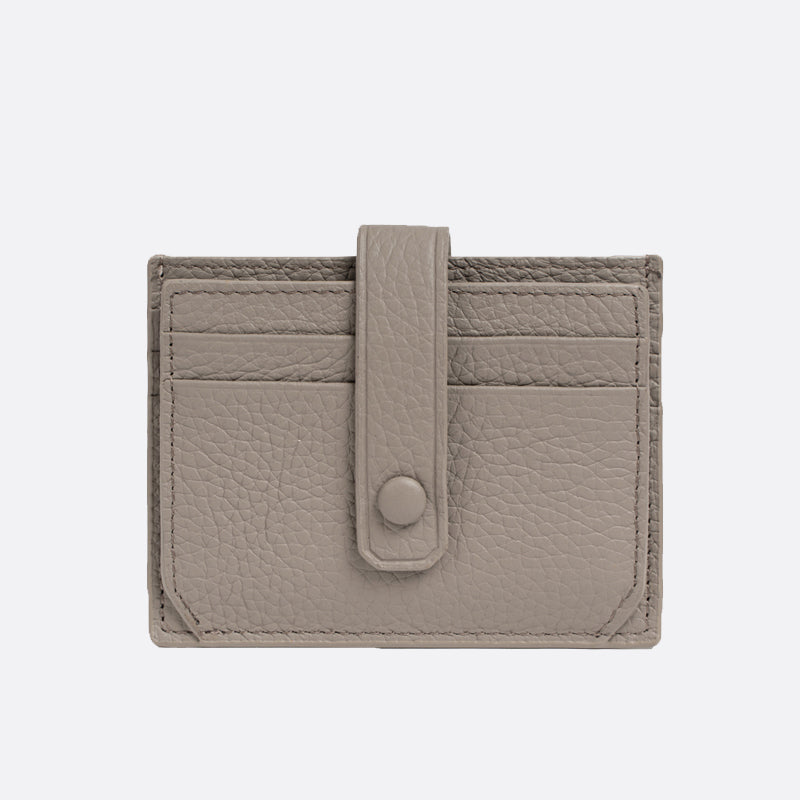 Genuine cowhide leather card holder with buckle