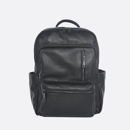 Multi zip design genuine cowhide leather backpack
