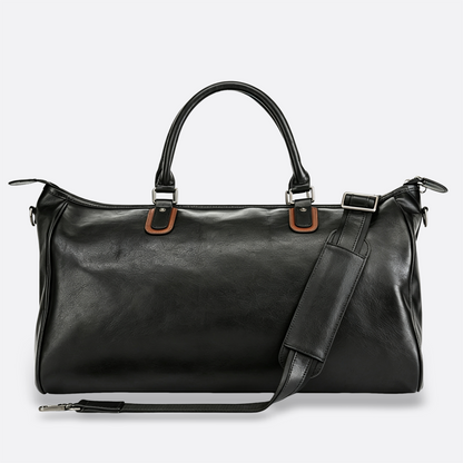 Genuine cowhide leather duffel travel bag with luggage sleeve