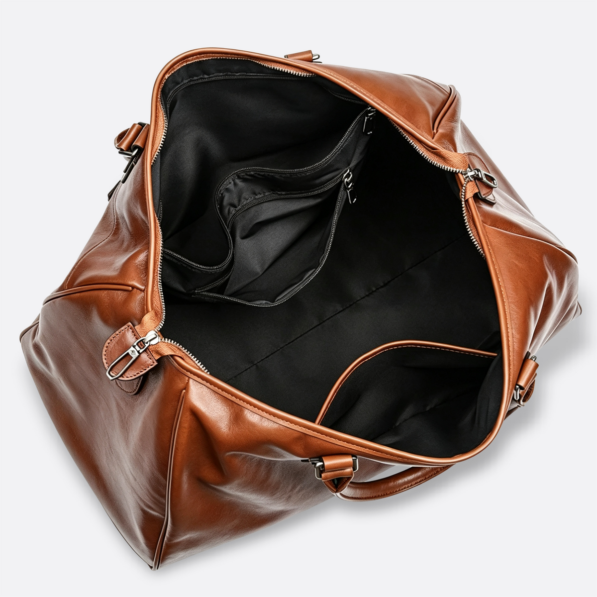 Genuine cowhide leather duffel travel bag with luggage sleeve