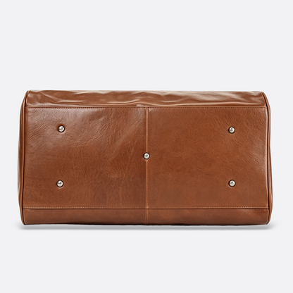 Genuine cowhide leather duffel travel bag with luggage sleeve