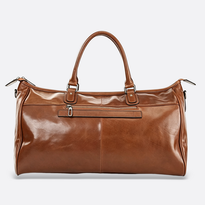 Genuine cowhide leather duffel travel bag with luggage sleeve