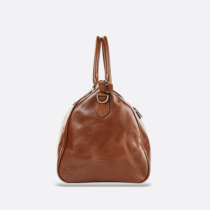 Genuine cowhide leather duffel travel bag with luggage sleeve