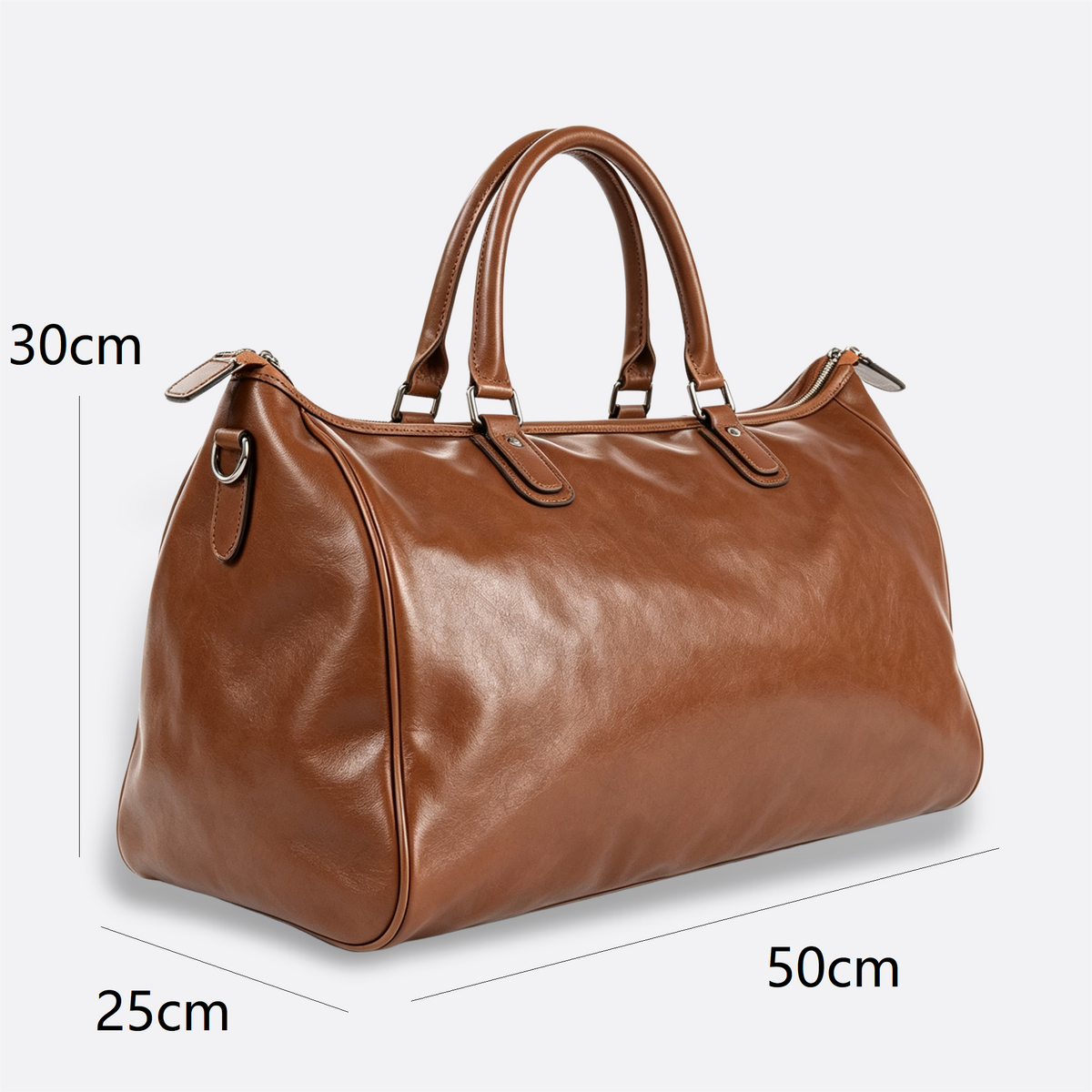 Genuine cowhide leather duffel travel bag with luggage sleeve