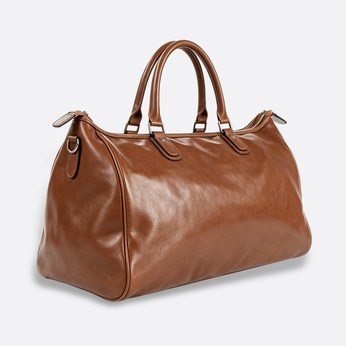 Genuine cowhide leather duffel travel bag with luggage sleeve