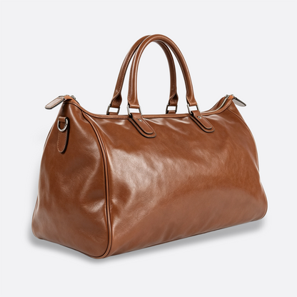 Genuine cowhide leather duffel travel bag with luggage sleeve