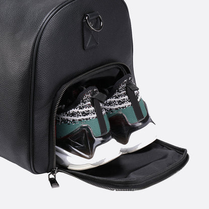 Barrel design genuine cowhide leather duffel travel bag