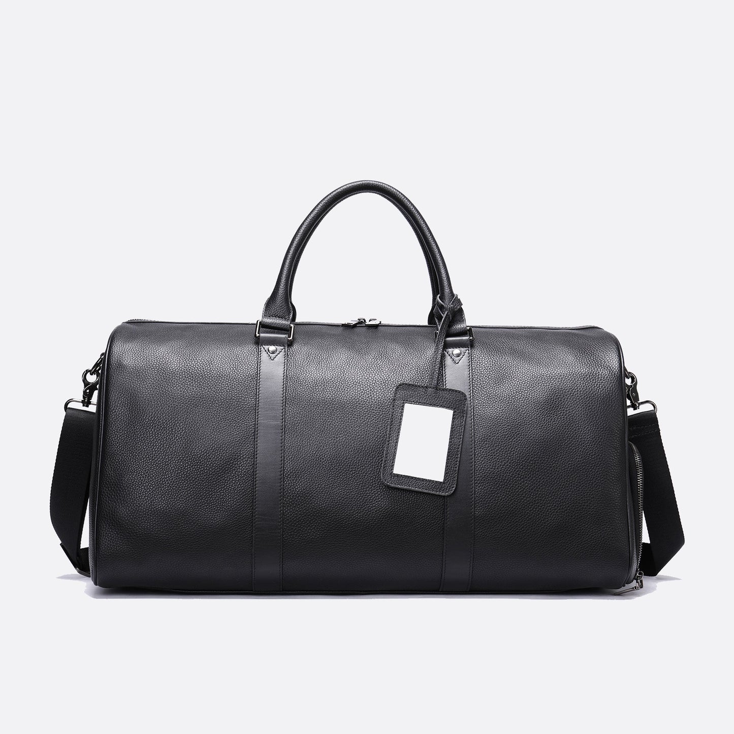 Barrel design genuine cowhide leather duffel travel bag