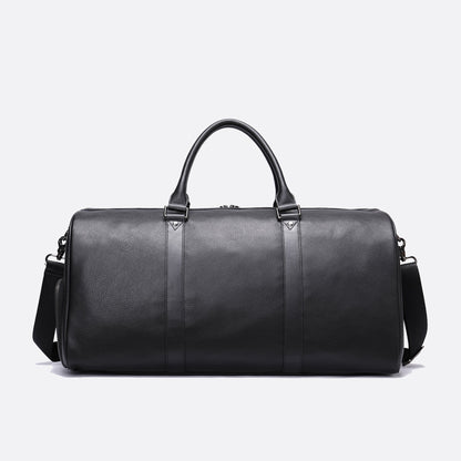 Barrel design genuine cowhide leather duffel travel bag