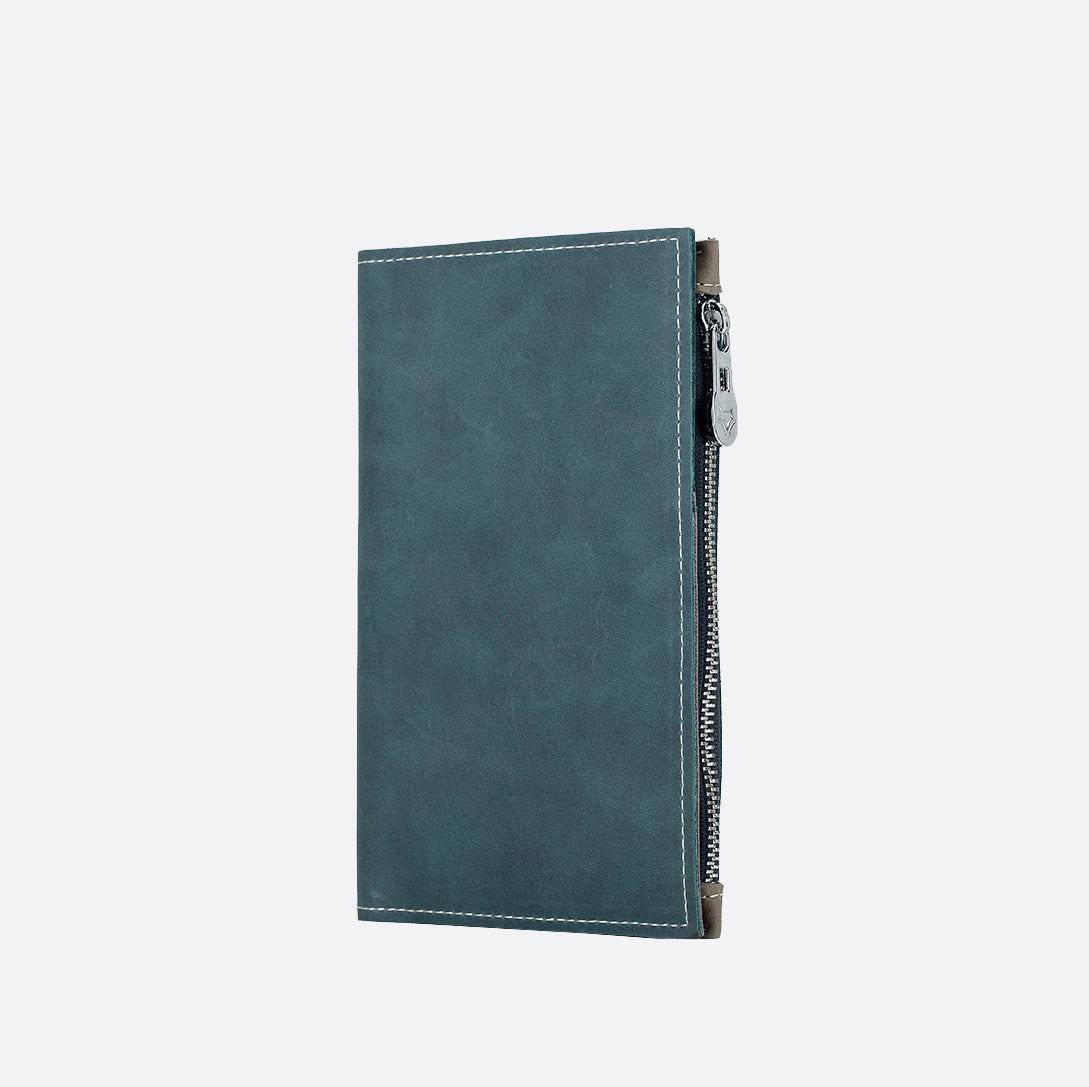 Genuine cowhide leather passport holder travel pouch with snap button