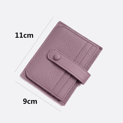 Genuine cowhide leather card holder with buckle