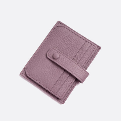 Genuine cowhide leather card holder with buckle