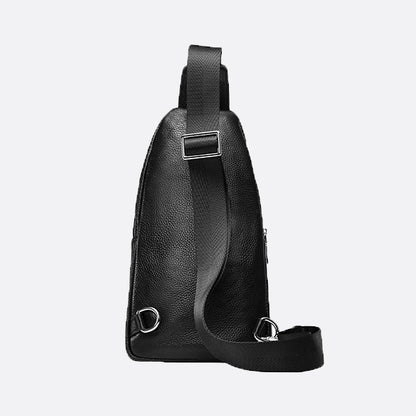 Double zip design genuine cowhide leather fanny pack bag