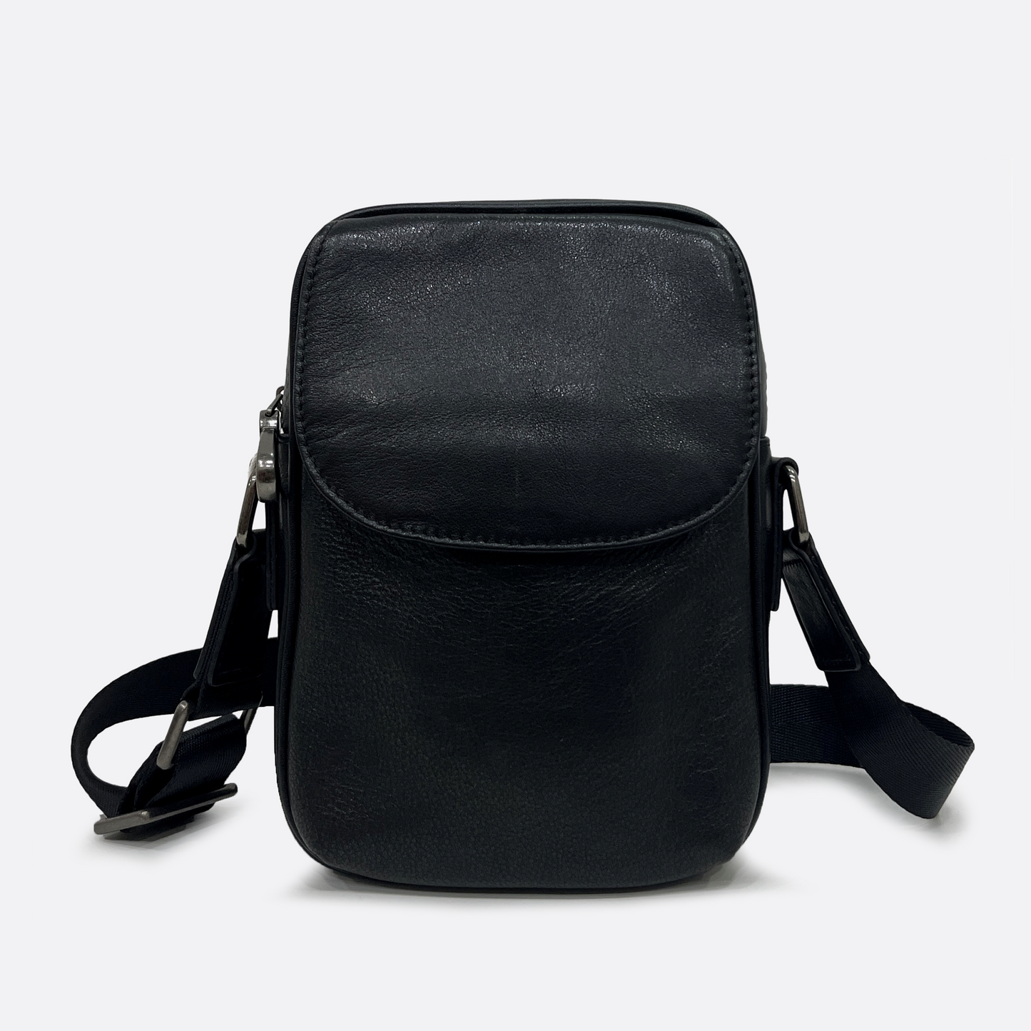 Flap design genuine cowhide leather sling bag