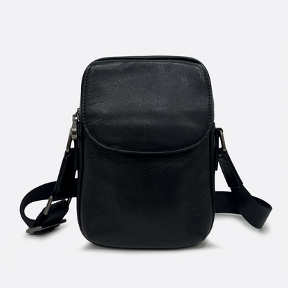 Flap design genuine cowhide leather sling bag