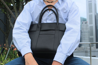 Flap design genuine cowhide leather travel briefcase