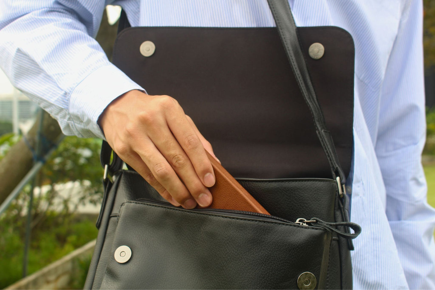 Genuine cowhide leather satchel messenger sling bag