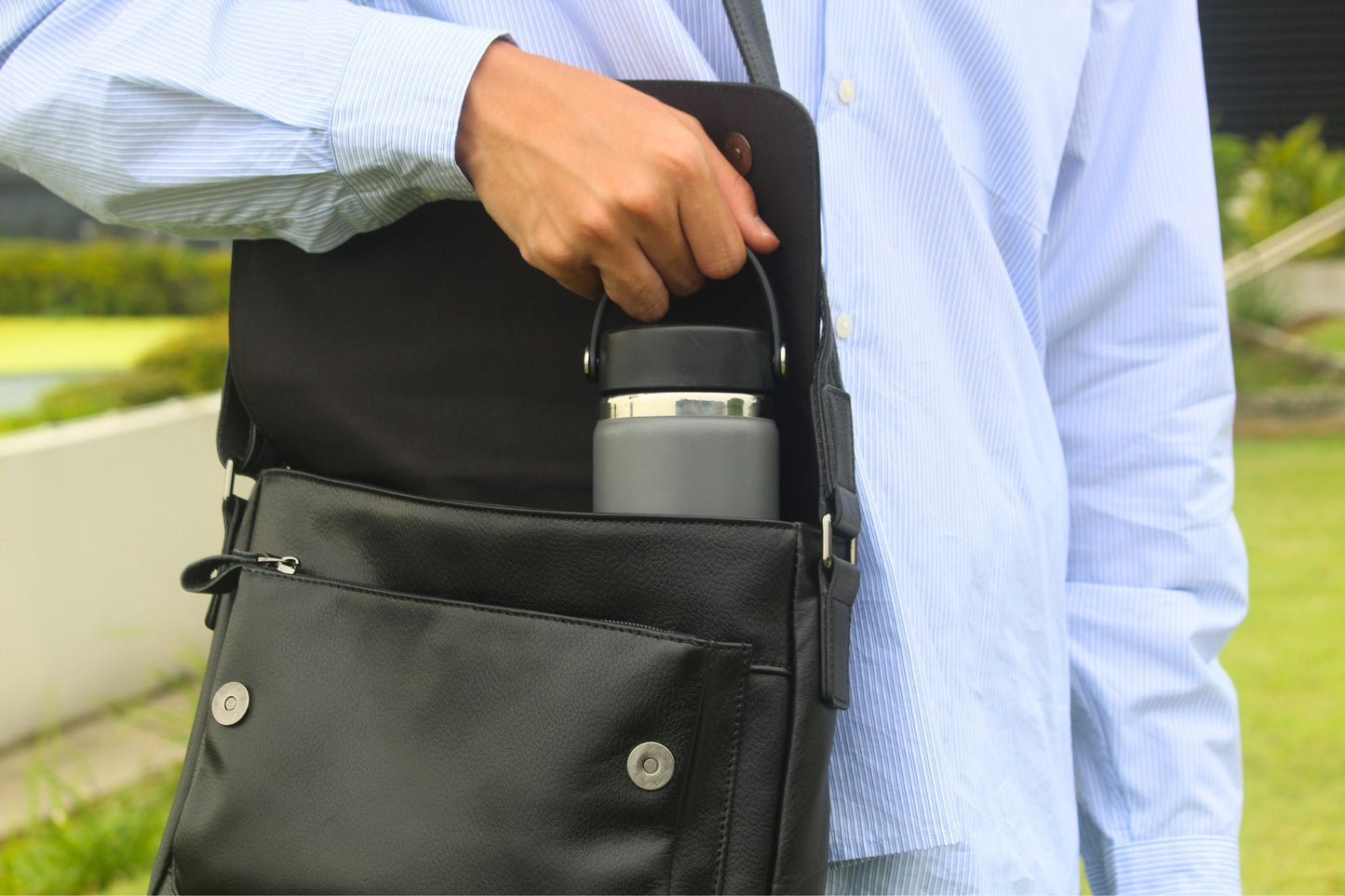 Genuine cowhide leather satchel messenger sling bag