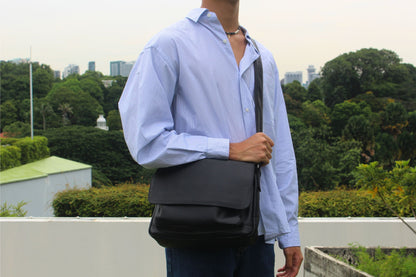 Genuine cowhide leather satchel messenger sling bag