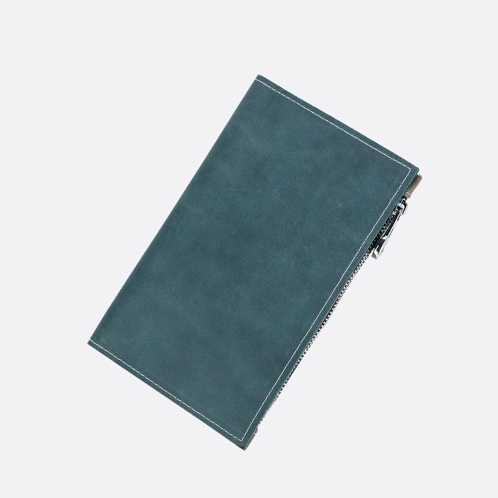 Genuine cowhide leather passport holder travel pouch with snap button