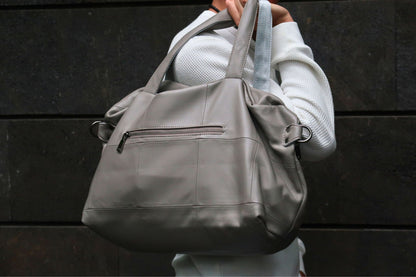 Ellipse duffel design genuine cowhide leather bag with sling