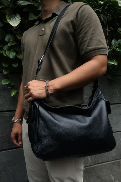 Carly messenger design genuine cowhide leather sling bag