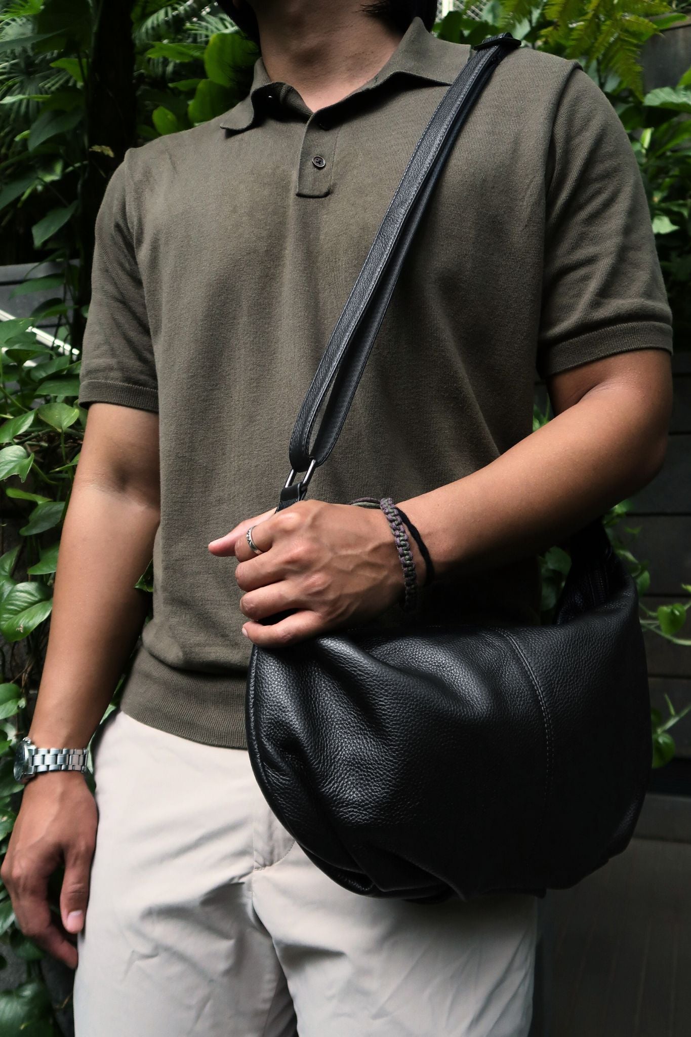 Poches V3 design genuine cowhide leather bag