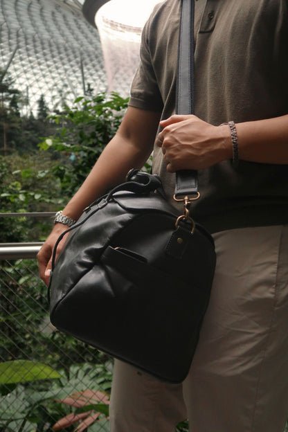 Vintage design genuine cowhide leather duffel travel bag