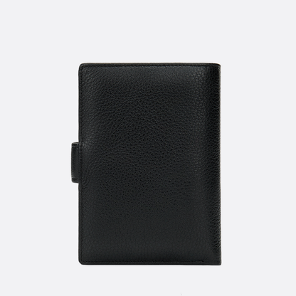 Genuine cowhide leather vertical clasp wallet