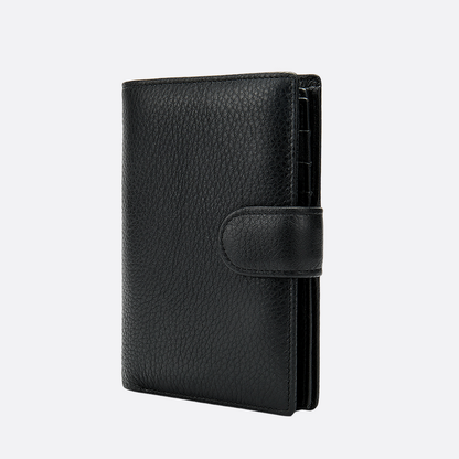 Genuine cowhide leather vertical clasp wallet