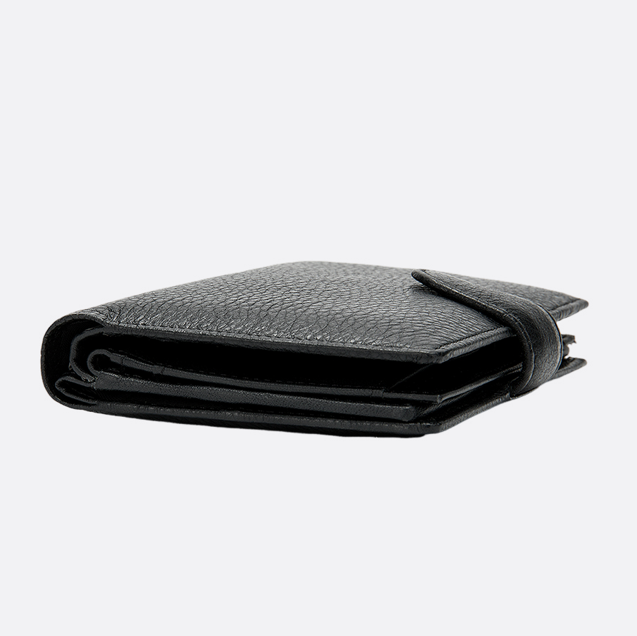Genuine cowhide leather vertical clasp wallet