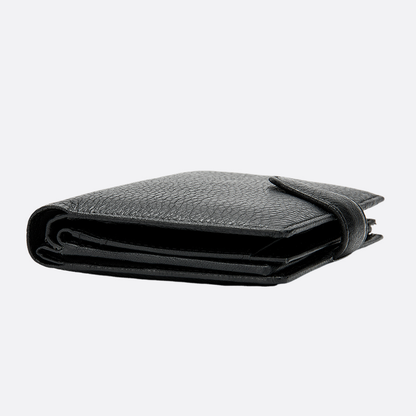 Genuine cowhide leather vertical clasp wallet