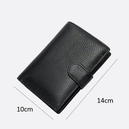 Genuine cowhide leather vertical clasp wallet