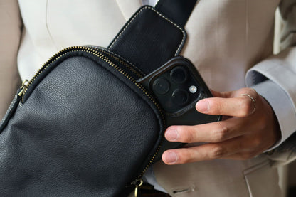 Davel design genuine cowhide leather fanny pack bag